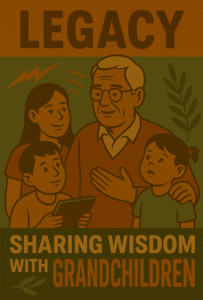 Graphic of grandfather and children