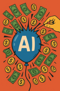 image of a pin bursting a balloon full of money