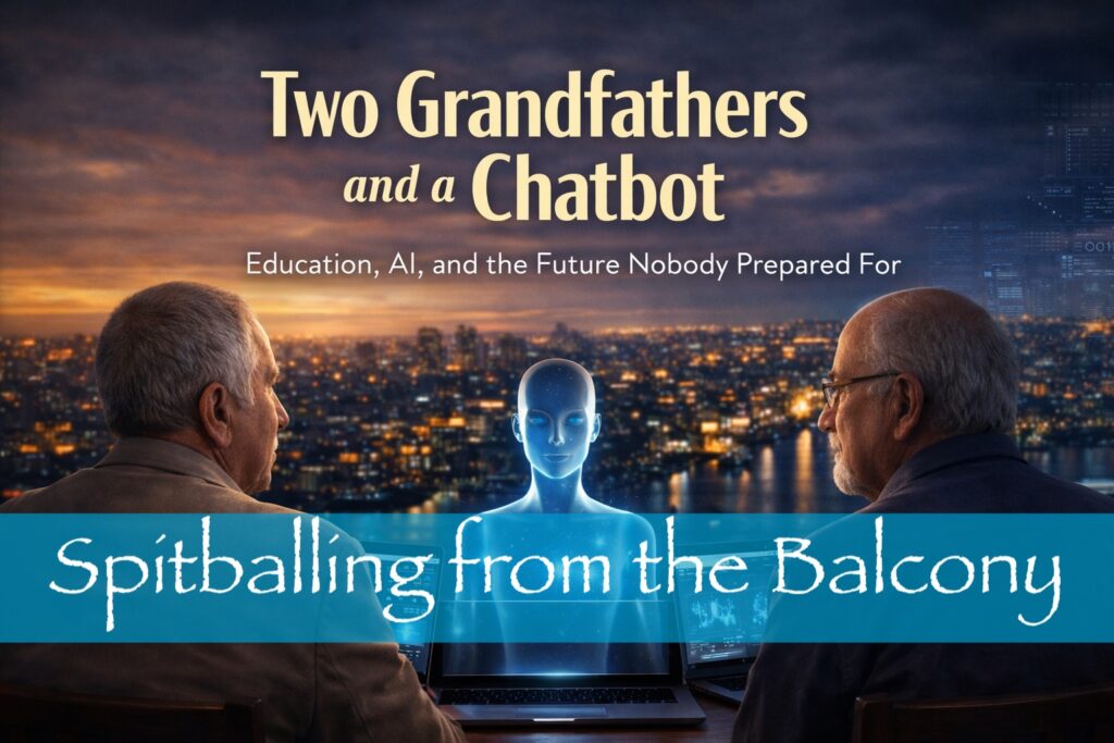 Podcast title image: Two grandfathers and a chatbot